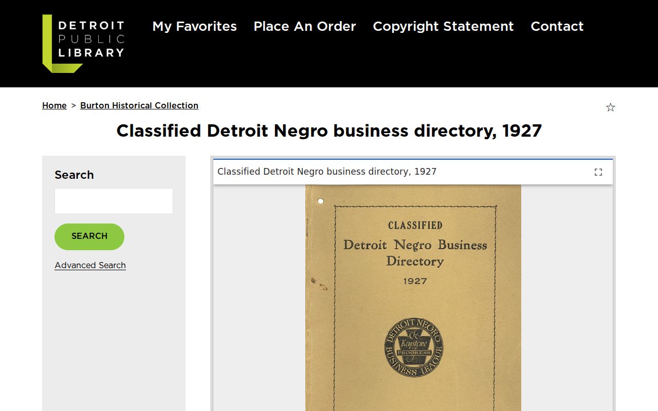 Wayne County city directory digitized 1927 Detroit classified directory record