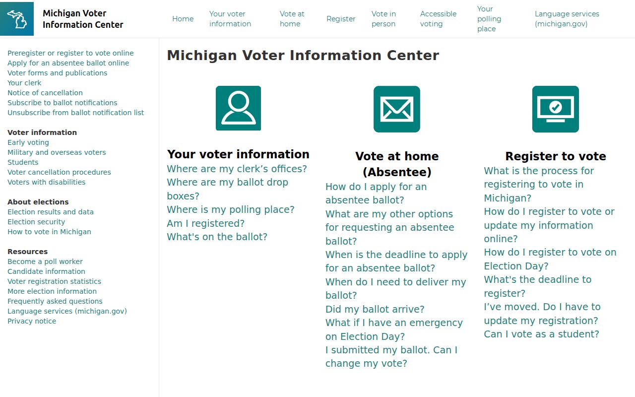 Wayne County resident lookup Michigan Vote voter registration and precinct tool