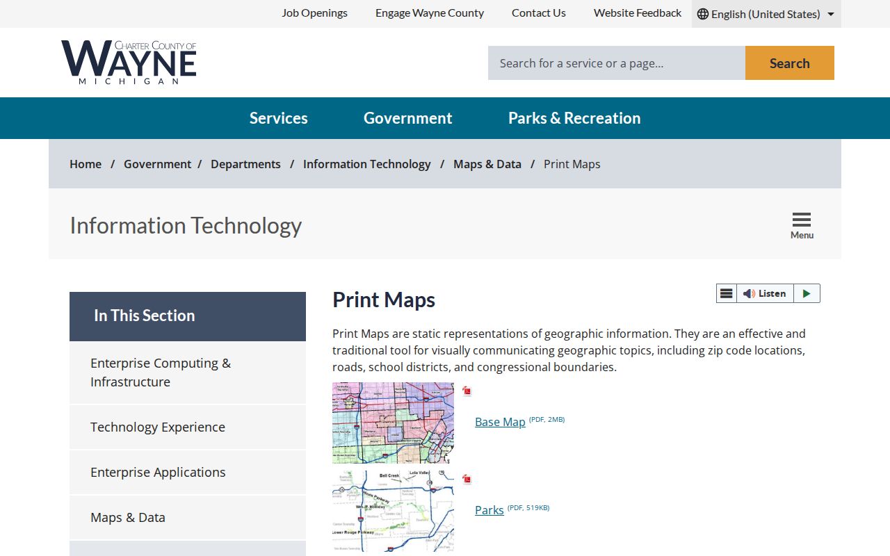 Wayne County ZIP code directory printable county ZIP map entry point